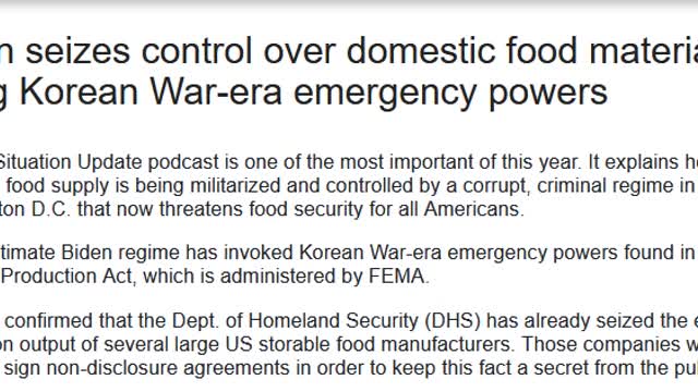 Biden Siezes Control of US Food Supply!