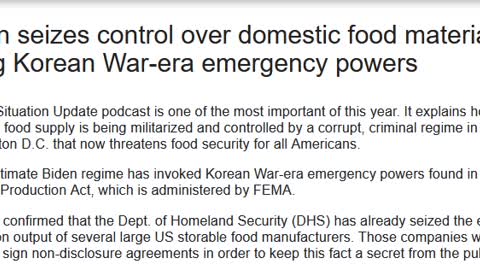 Biden Siezes Control of US Food Supply!