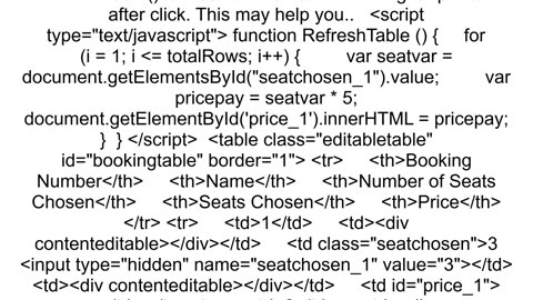 How do I refresh a HTML table after editing it