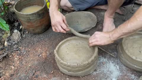Primitive Technology: Purifying Clay By Sedimentation and Making Pots