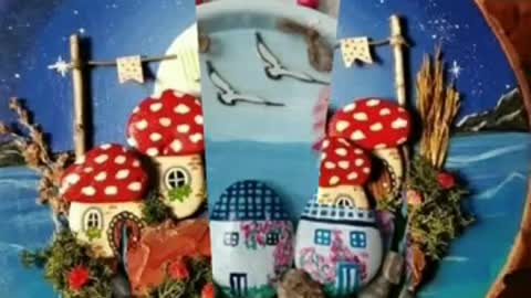 creative stone art/pebble home decor ideas/classic art and craft