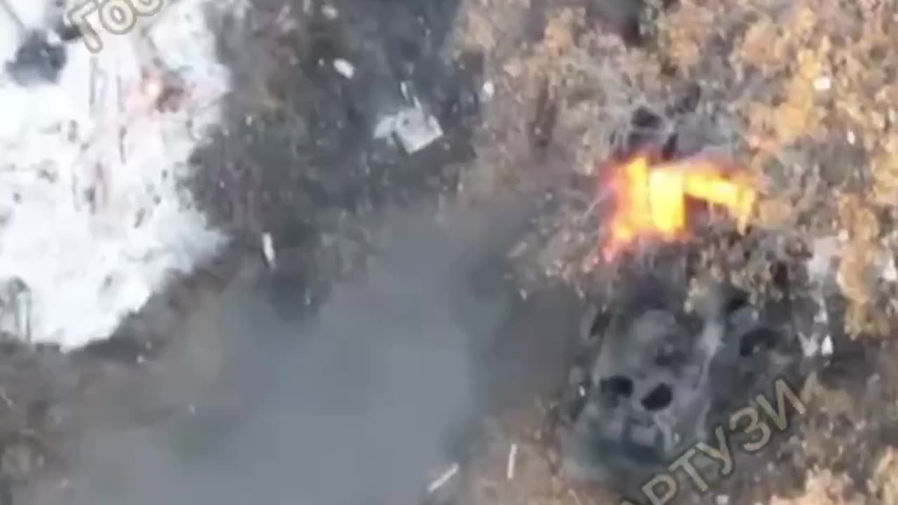 Repeated Drone Strikes on Russian APC