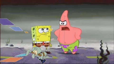 Squidward Is Playing With Tiles While SpongeBob Pulls Down Patrick’s Pants