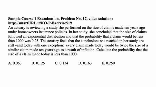 Exam P exercise for January 29, 2021