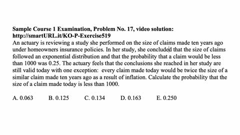 Exam P exercise for January 29, 2021