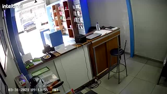 thief tries to rob the store and get hurt in the end.