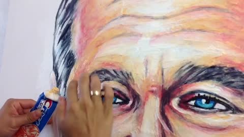 Artist's unique method uses toothpaste to create portraits