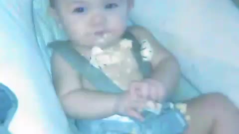 Baby loves cake