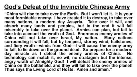 God’s Defeat of the Invincible Chinese Army