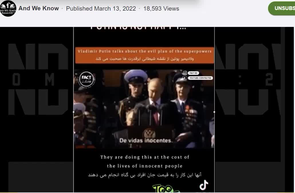 Putin: - "I'm Tired". We Are Too, But We're Fronting Up To Stop Godless Satanists!