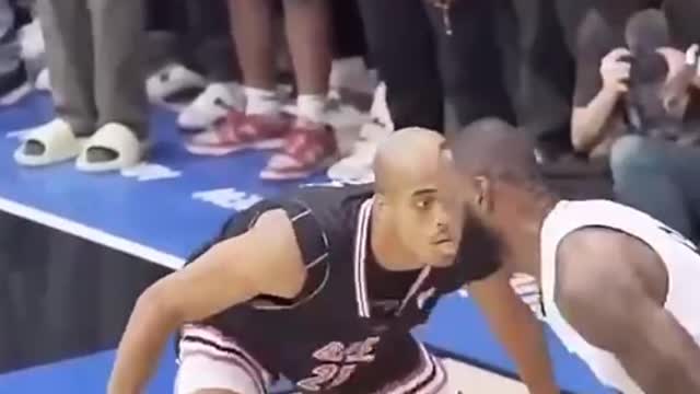 An intense basketball game
