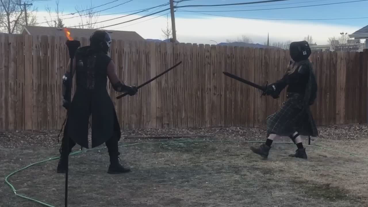 Mixed Synthetic Weapon Sparring - Katana & Longsword