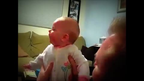 Funny reaction of this cute baby