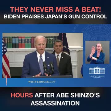 Biden Praises Japan's Gun Control Hours After Abe Shinzo's Assassination