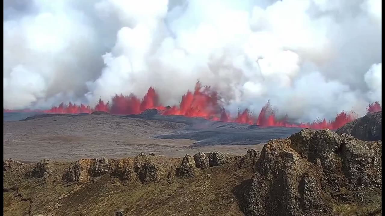 Lava and Smoke Continue for Second Day Near Grindavik, Iceland