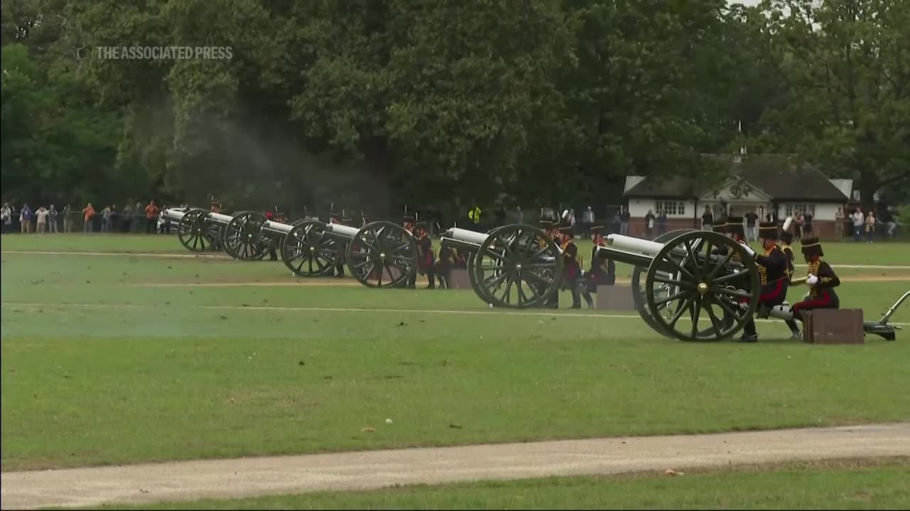 41-gun salute in London's Hyde Park to mark two years since King Charles' accession