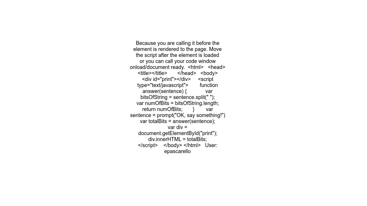 innerHTML not displaying