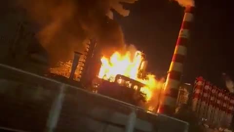 oil refinery in Krasnodar Krai, Russia on fire after it was struck by Ukrainian drones.