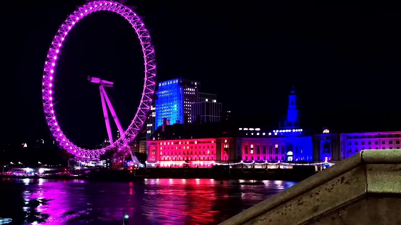 Colorful London eye view at Night