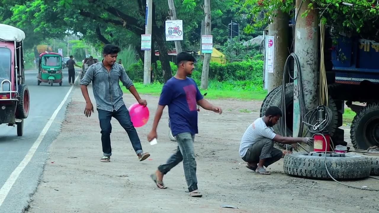 "🤯 Insane Tyre Blast Prank Reaction with Popping Balloons - Must Watch!"