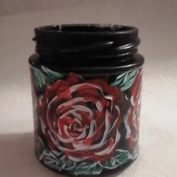 Handpainted glass jar with roses
