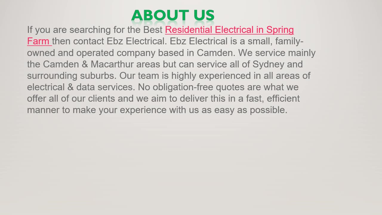 The Best Residential Electrical in Spring Farm