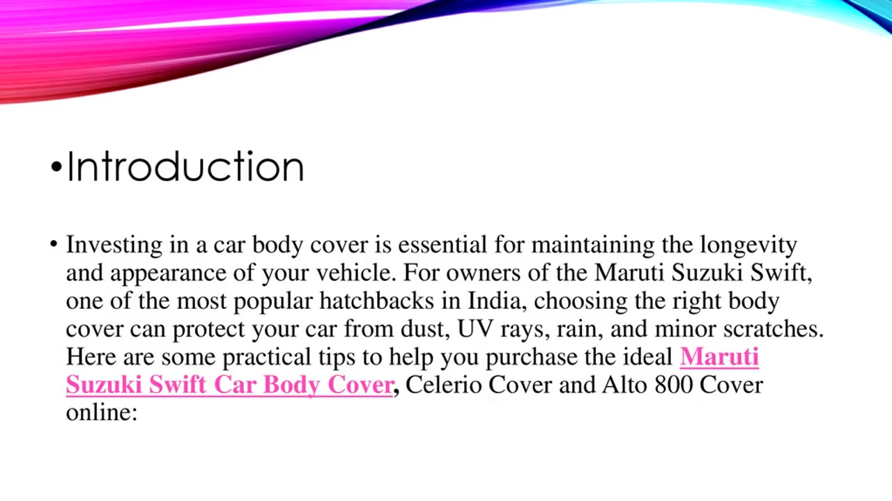 Buy Maruti Suzuki Swift Car Body Cover Online