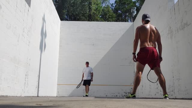 Steve and Ryan Playing Champion Racketball