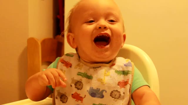 Funny cute baby laughing