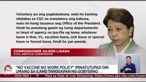 Bawal ang mandatory vaccine sa gobyerno!