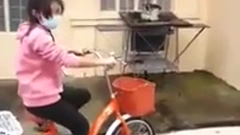 Kyle riding her new 3 Wheel Bike