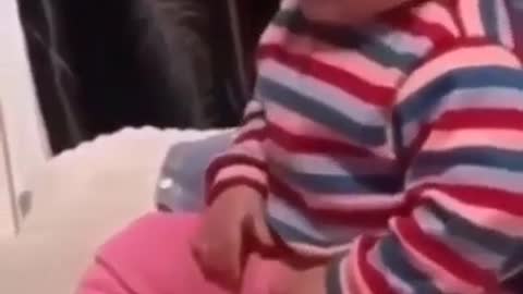 Doberman playing with Baby