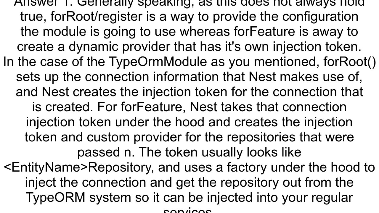Difference forRoot and forFeature Nest JS