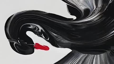 Creative painting black swan, so lovely