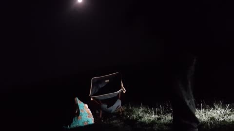 Position and light test before filming night vlog .Dartmoor