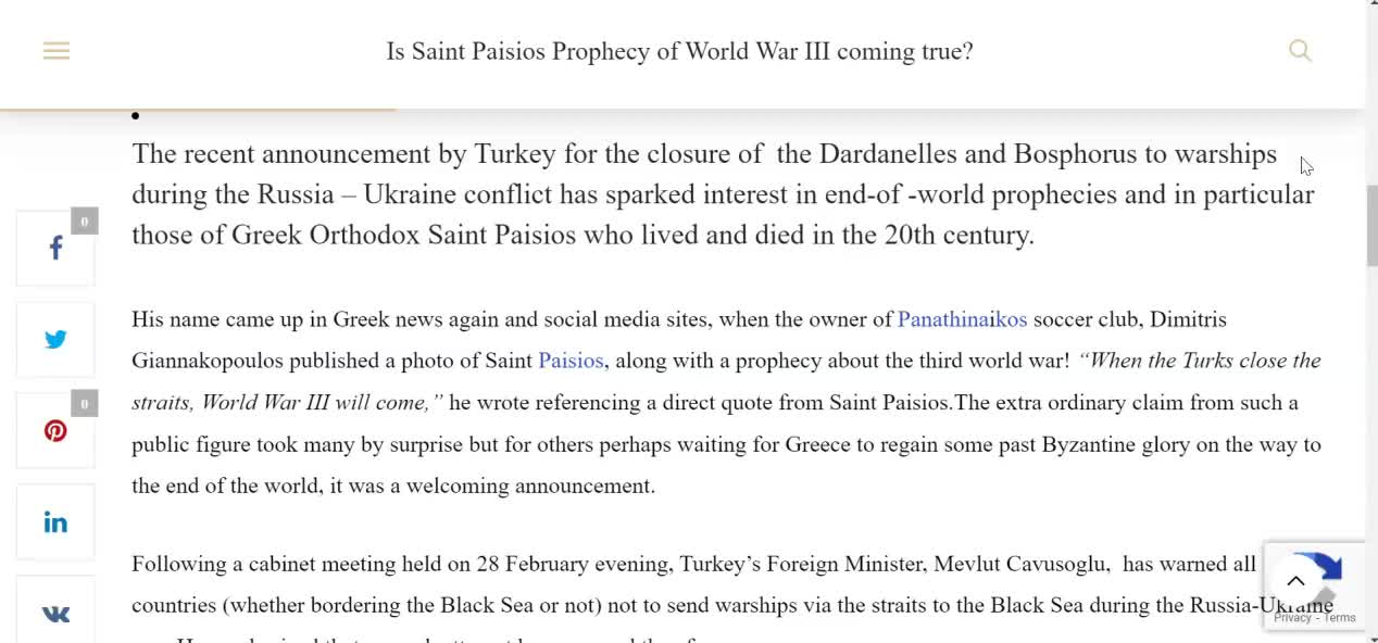 СБЫВАЕТСЯ ЛИ ПРОРОЧЕСТВО СВЯТОГО ПАИСИЯ О ТРЕТЬЕЙ МИРОВОЙ ВОЙНЕ