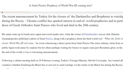 СБЫВАЕТСЯ ЛИ ПРОРОЧЕСТВО СВЯТОГО ПАИСИЯ О ТРЕТЬЕЙ МИРОВОЙ ВОЙНЕ