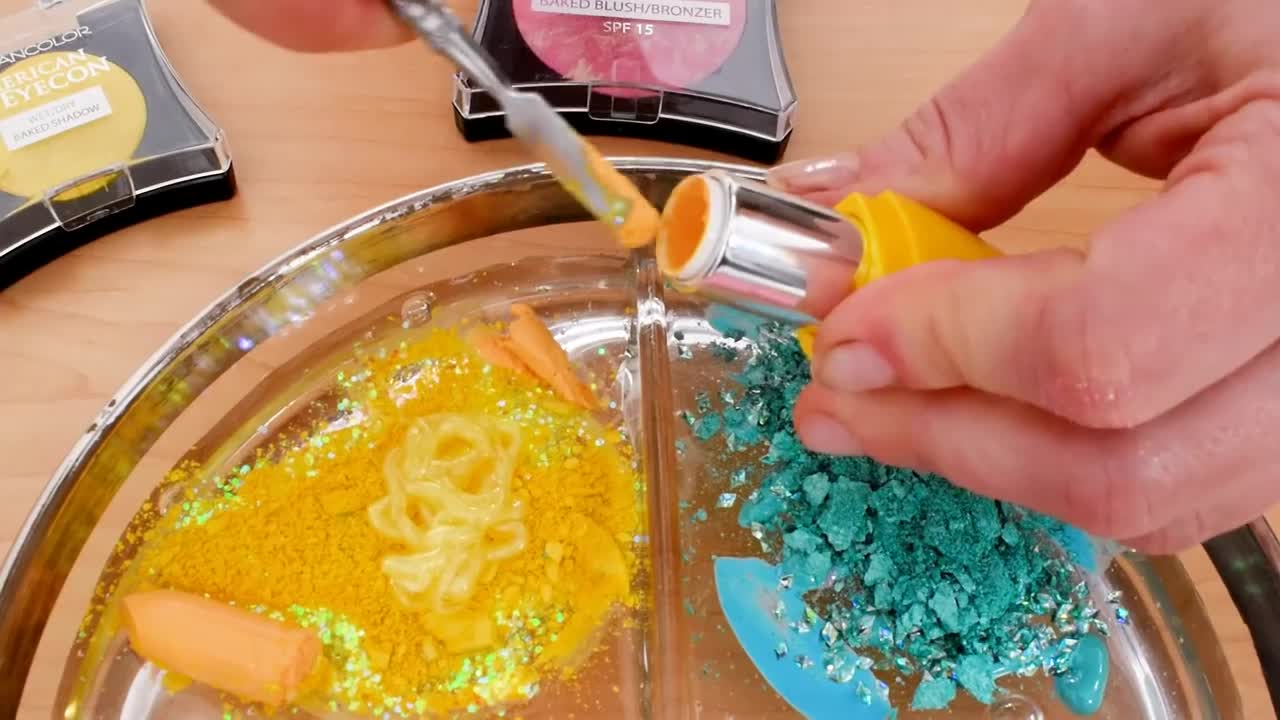Pink vs Blue vs Yellow - Mixing Makeup Eyeshadow Into Slime! Special Series Sati