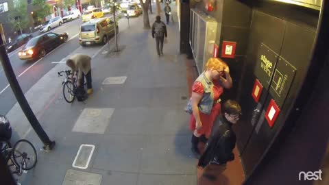 Sparks Fly As Bike Thief Grinds Through Lock At Mid Day In San Francisco