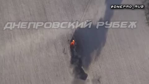 Ukrainian Strela-10 air defense system destroyed by Russian Drone. Right bank of Dnieper
