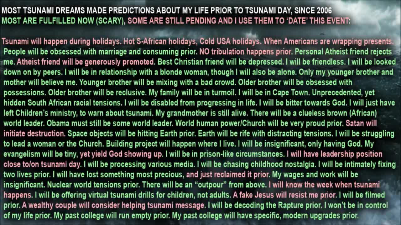 TSUNAMI DREAMS UPDATE 2017 CHANNELEXODUS 27 Aug 2017