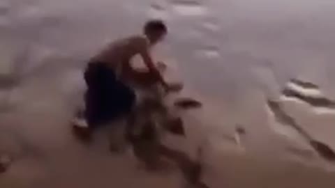 Shirtless skate down hill faceplant on beach