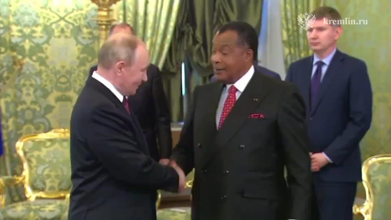 President Vladimir Putin meets with the President of the Republic of Congo in Russia.