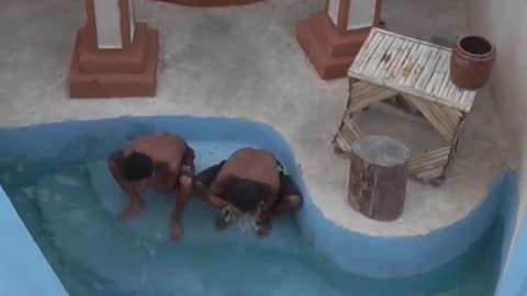 Build waterslide into butterfly swimming pools house