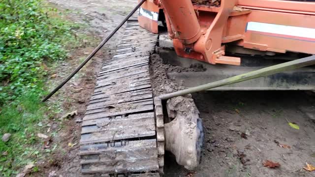 Excavator blew track off. good times