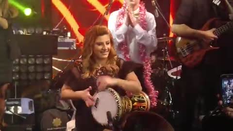 Turkey girl playing daf