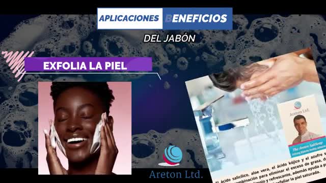 El jabón de ácido salicílico Areton con ácido kójico, azufre, aloe vera para el cuidado de la piel