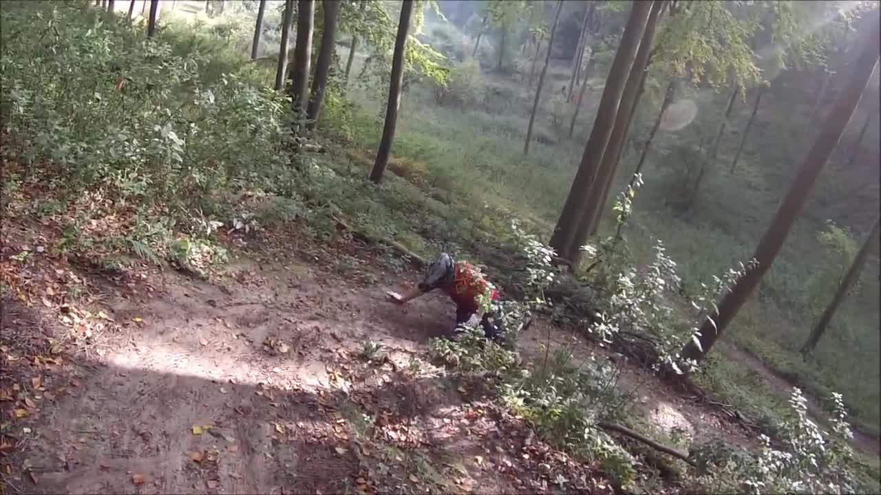 Collab copyright protection - mountain biker fox slips on mud