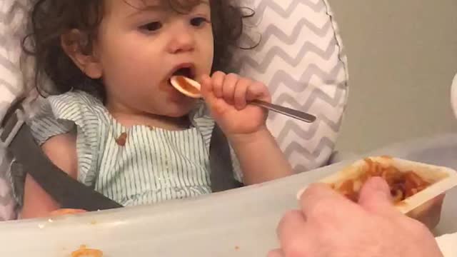 Wanting to feed herself