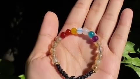 7 Chakra Crystal Energy Bracelet for Business Success and Prosperity with Sandalwood and Onyx Stones